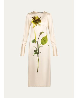 Monse Deconstruction Layered Sunflower Printed Silk Dress