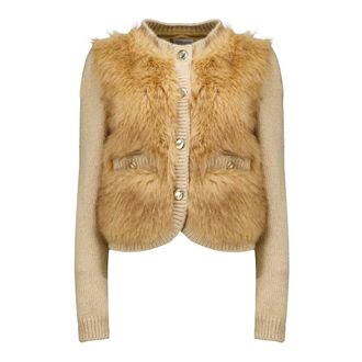Moncler Cardigan Trapuntato in Misto Alpaca e Lana - - Knitwear - Donna - Beige - M