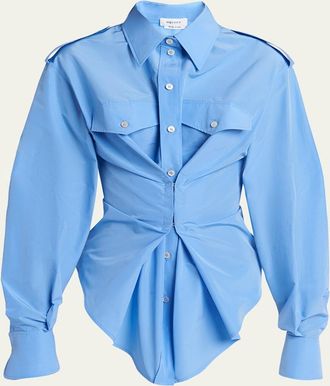 Alexander McQueen Responsible Cotton Gathered Long-Sleeve Shirt