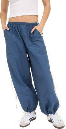 J.O.A. Side Stripe Cut Out Tie Strap Track Joggers In Denim