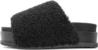 Roam Womens Fuzzy Platform Slides In Black