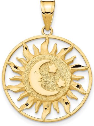 Diamond2Deal 10k Yellow Gold Polished Sun with Moon Star Charm