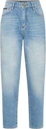 Philipp Plein Denim Mom Fit Broek - Dames - Loose Fit Jeans - Blauw - W27 - Denim - Jeans
