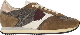 Philippe Model Blville Low Burgundy Shield Multi-Panel Running Sneakers