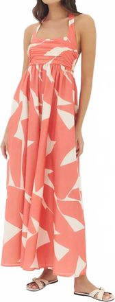 Hutch Nara Jumpsuit In Ivory/coral Cut Out Block Geo