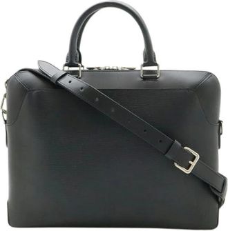 Louis Vuitton Vintage, unisex, Zwart, ONE Size, Leer, Pre-owned Vintage Leren Schoudertas