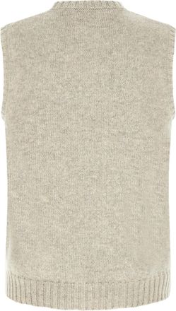 Maison Margiela Logo-Embroidered Wool Blend Vest - Beige