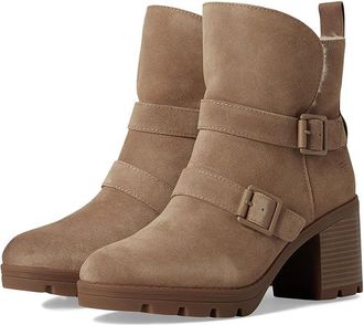 Naturalizer Verney-Moto Bootie - Water Repellent Womens Boots Warm Brown : 5.5 M (B), Leather/Suede/Textile