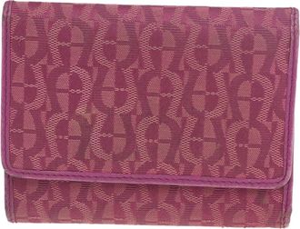 Aigner Magenta Signature Canvas And Leather Trifold Wallet