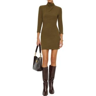 Reformation Camille Long Sleeve Sweater Minidress in Moss Garden at Nordstrom, Size X-Large