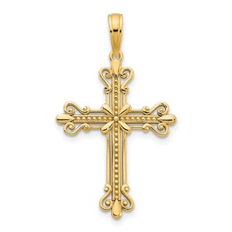 Diamond2Deal 14k Yellow Gold Fancy Cross Pendant