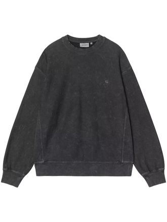 Carhartt Work in Progress Washed Black Crewneck Sweatshirt with Ribbed Details