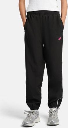 New Balance Girls Contrast Piping Track Jogger in Black Nylon, size 10-11 Y
