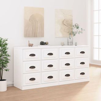 vidaXL Credenze 2 pz Bianche in Legno Multistrato - Vidaxl