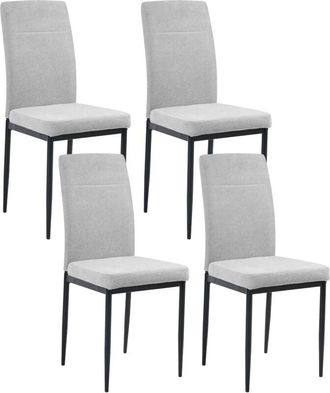 Beliani Set of 4 Dining Chairs RINER Fabric Grey