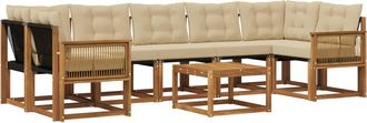 vidaXL Conjunto De Sof&aacute;s De Exterior 8 Uds. Natural Y Beige Vidaxl