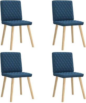 vidaXL Sillas De Comedor 4 Unidades Tela Azul Vidaxl