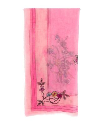 Faliero Sarti Pink scarf with floral embroidery
