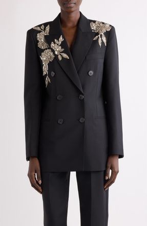 Givenchy Sequin Embellished Slashed Wool & Mohair Jacket in Black at Nordstrom, Size 8 Us