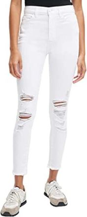 7 For All Mankind Womens 7 For All Mankind Jeans White Denim Distressed Skinny Leg Crop JZZ390