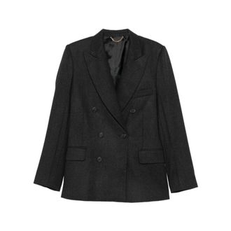 Victoria Beckham Blazers, female, Gray, Size: 2XS Peak Lapel Double-breasted Jacket