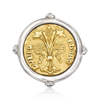 Ross-Simons Italian 2-Tone Sterling Silver Replica Florin Coin Ring