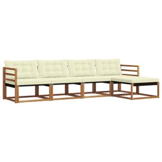 vidaXL Conjunto De Sof&aacute;s De Exterior Con Coj&iacute;n 5 Pcs Natural Y Crema Vidaxl