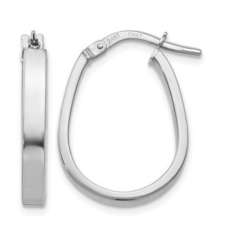 Diamond2Deal 14K White Gold Polished U-Shape Hoop Earrings