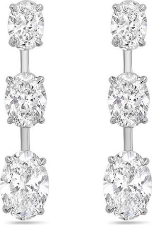 Diana M. Jewels 14kt White Gold 8ct Lab Grown Graduated Oval Diamond Drop Earrings with Bar Spacing