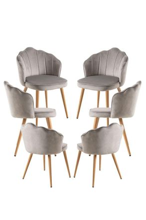 Regalos Miguel Regalos Miguel - Packs Sillas Comedor - Pack 6 Sillas Blume Terciopelo - Gris Claro