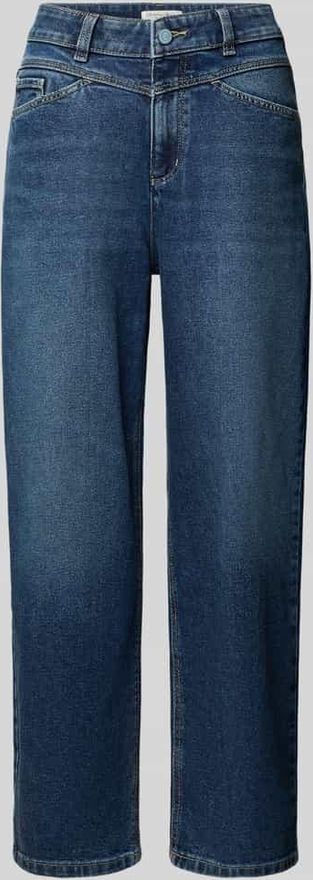 Barrel Fit Jeans mit Eingrifftaschen in Marine Melange, Gr&ouml;&szlig;e 42