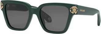 Roberto Cavalli Butterfly Stijl Zonnebril - Dames - Zonnebrillen - Groen - 55 MM - Accessoires