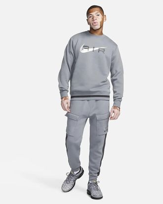 Nike Mens Air Grey Swoosh Crewneck Tracksuit - Size X-Large