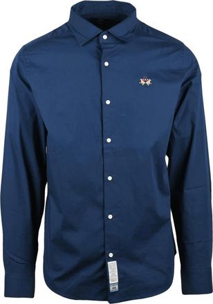La Martina Overhemden, Heren, Blauw, 3Xl, Katoen, Casual Shirts