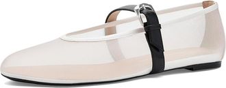 Stuart Weitzman Sai Bareitall Maryjane Womens Sandals White/Blanco/Black : 6.5 M, Mesh/Nylon