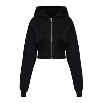 Rick Owens Zip-throughs, female, Black, Size: XS Short Hooded Sweatshirt