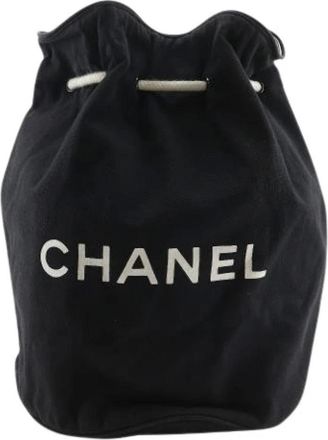 Chanel Pre-owned Bucket Bags, female, Black, Size: ONE SIZE Pre-owned Pool Bag Cotton 2way Shoulder Bag