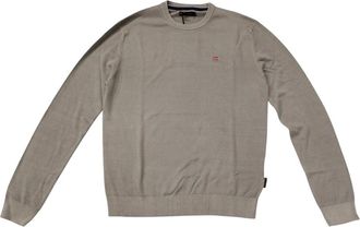 Napapijri Round-neck Knitwear, male, Gray, Size: S Grey Melange Hoodie