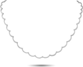 Luxury Bazaar 18K White Gold 2.33ct Diamond Scalloped Necklace MF18-090226