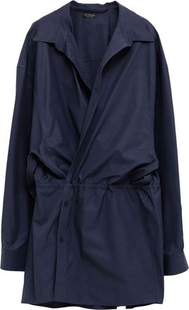 Balenciaga Abito-Camicia Mini In Cotone Con Vita Elasticizzata-Donna