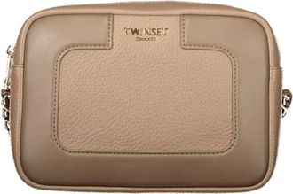 Twinset Schoudertas met reli&euml;fdetail - Dames - Tassen - Bruin - Maat: ONE Size Zijde