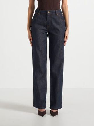 Mani&egrave;re De Voir Florence Denim High Rise Straight Leg Jeans in Indigo at Nordstrom, Size 12