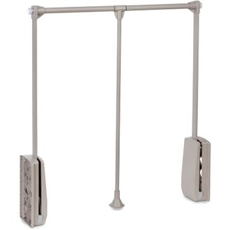 Emuca Colgador Abatible Para Armario Hang, Ancho Regulable 600-830mm, Acero Y Pl&aacute;stico, Pintado Color Gris Piedra - Emuca