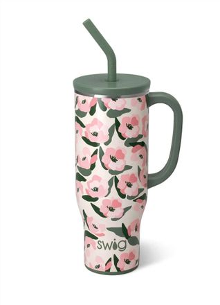 Swig Sweet Pea Mega Mug - 30Oz In Floral Pink & Green