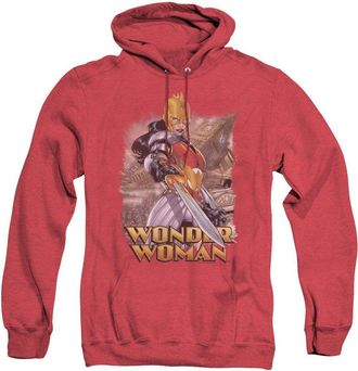 Gildan Justice League of America Wonder Woman Adult Heather Hoodie / Hooded Sweatshirt