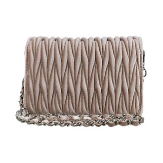 Menbur Bolso Cruzado Acolchado de Terciopelo - Bags - Mujer - Beige - ONE SIZE