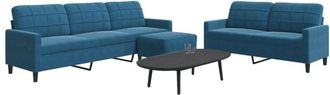 vidaXL Vidaxl - Juego De Sof&aacute;s Con Cojines 3 Piezas Terciopelo Azul