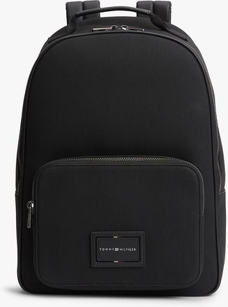 Tommy Hilfiger Mens Hilfiger Logo Textured Backpack - Black