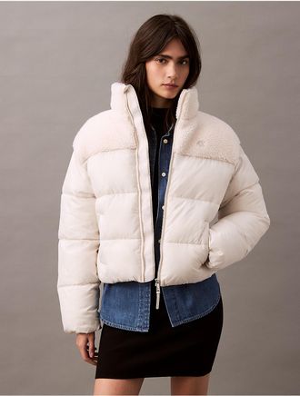 Calvin Klein Jeans Calvin Klein Womens Classic Sherpa Puffer Jacket - White - XL
