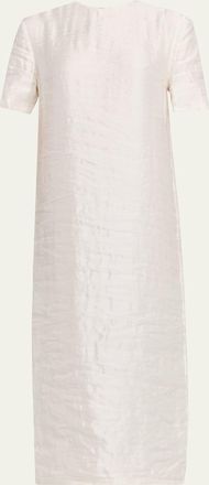 Khaite Webber Short-Sleeve Crinkled Maxi Dress
